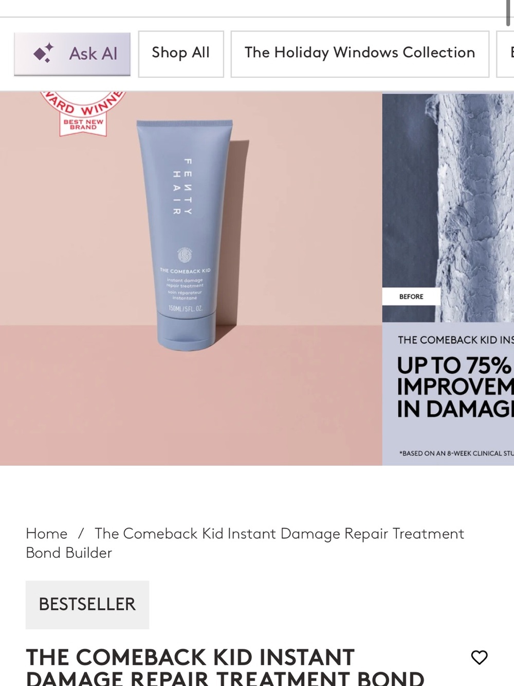 Fenty beauty The Comeback Kid Instant Damage Repair Treatment